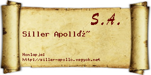 Siller Apolló névjegykártya